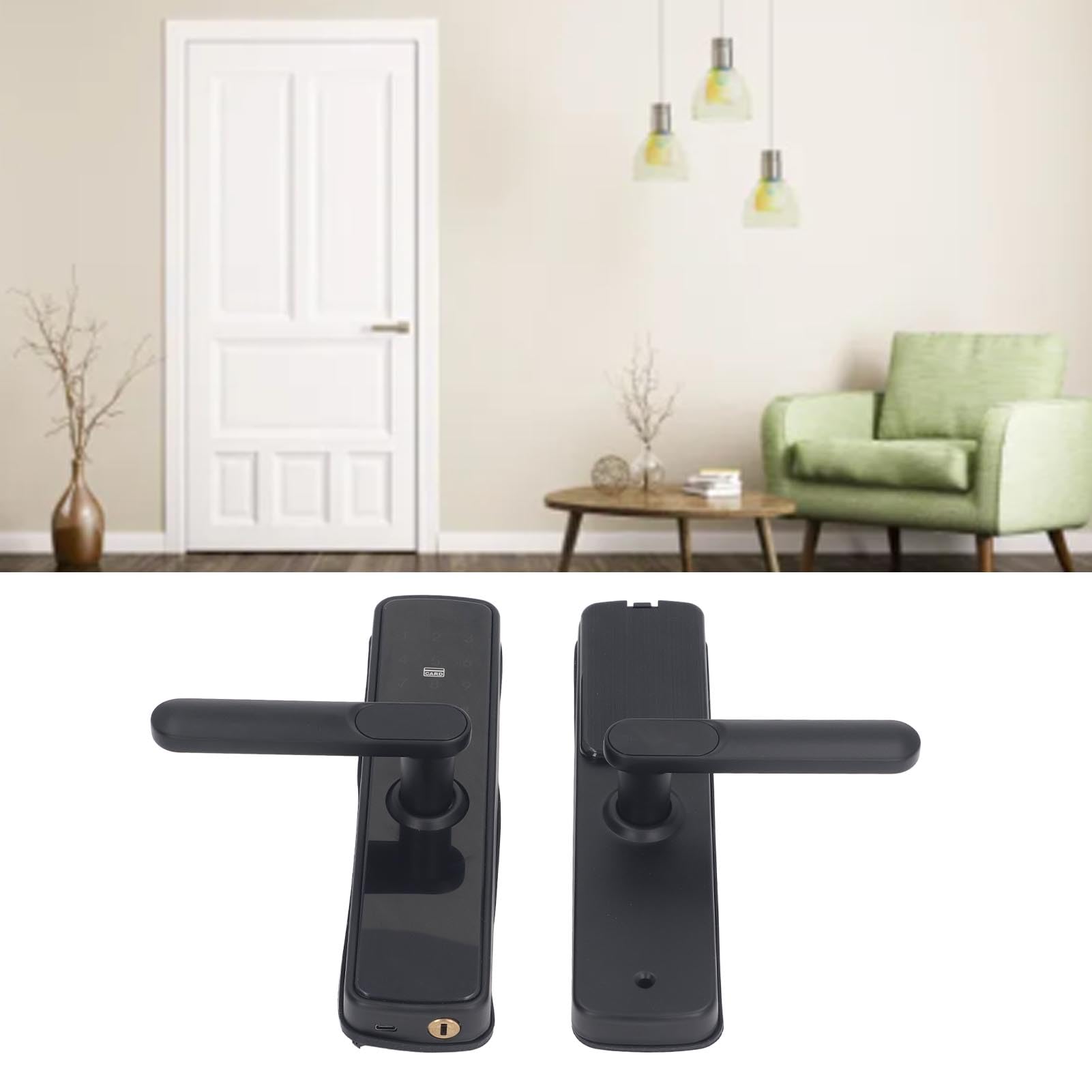 Smart APP Password Lock Serratura Elettronica Digitale con Maniglia Sblocco Scheda Impronta Digitale per Porte Interne Esterne