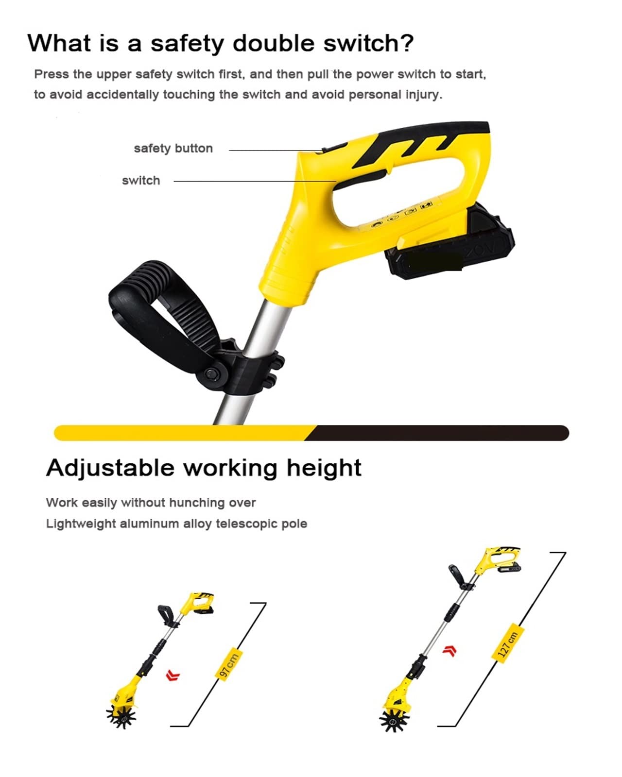Taille-haies, coupe-herbe, taille-haie, tondeuse à gazon, motoculteur rotatif 20 V sans fil, outil électrique de jardin portable professionnel