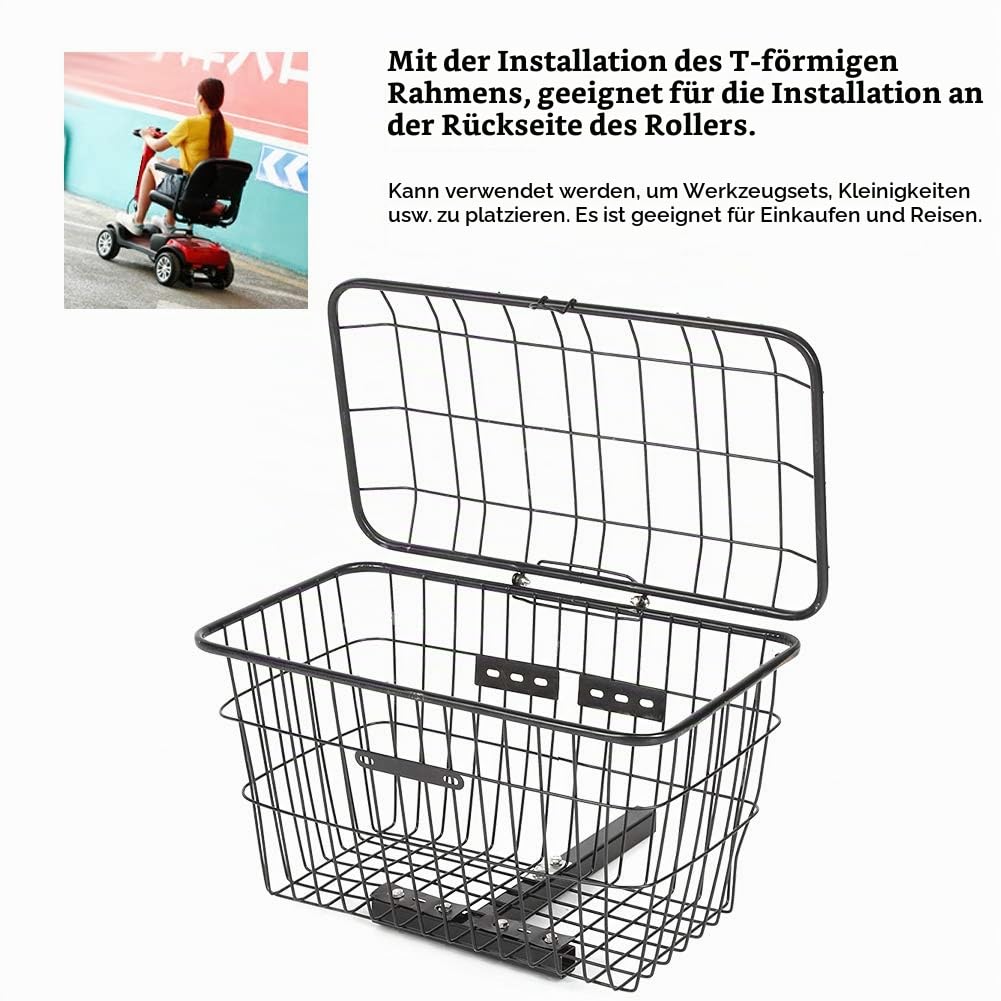 Scooter Korb, Klappbarer Aufbewahrungskorb Power Scooter Zubehör Großer Heckkorb für Elektroroller und Elektrorollstühle