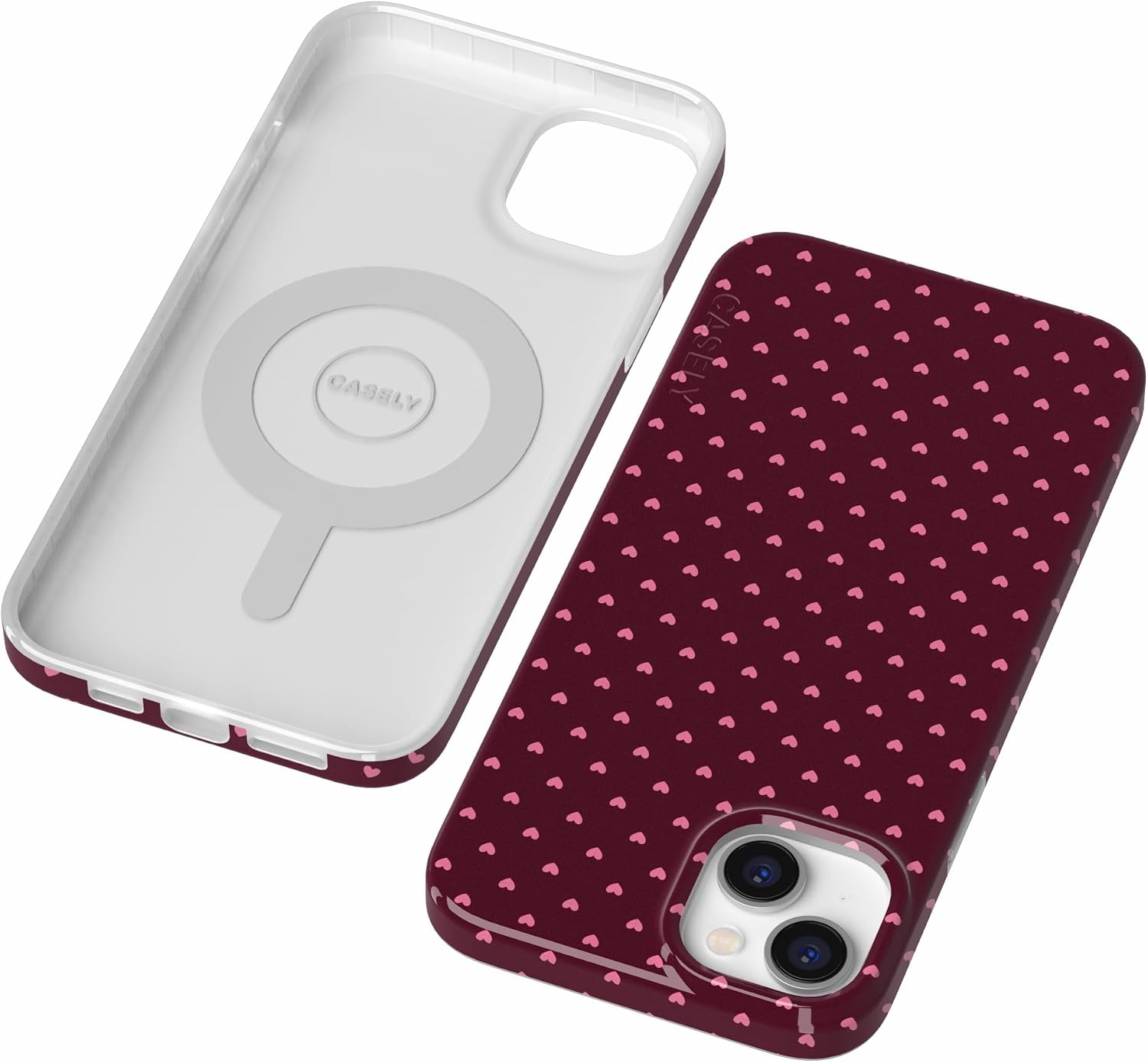 Casely iPhone 14 Plus Case | Heart Noir | Tiny Hearts | Compatible with MagSafe | Classic Ultra Slim Design