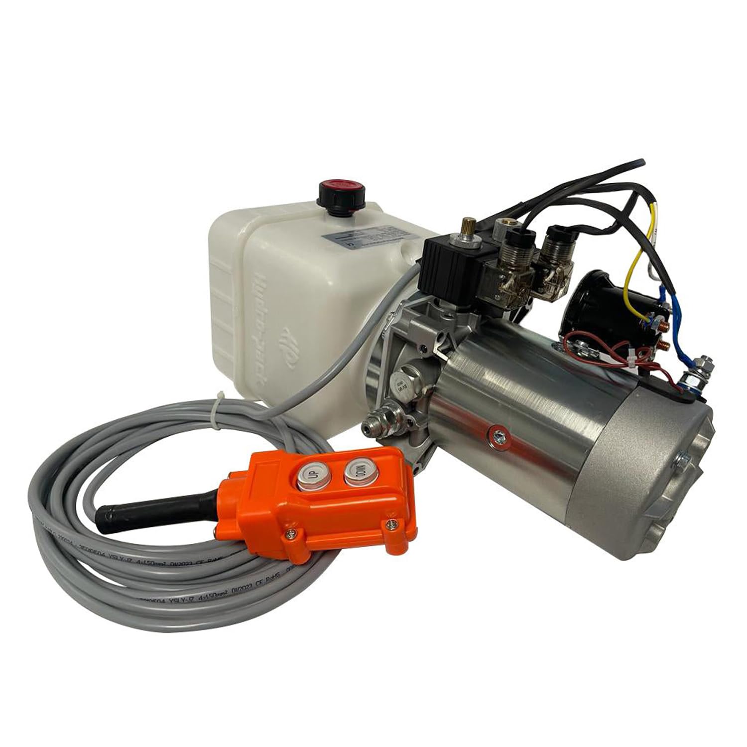 Bomba hidráulica de 12 V CC de doble efecto de 8 cuartos de galón HPU-DT-111-12VDC-DA-08 compatible con remolque volquete