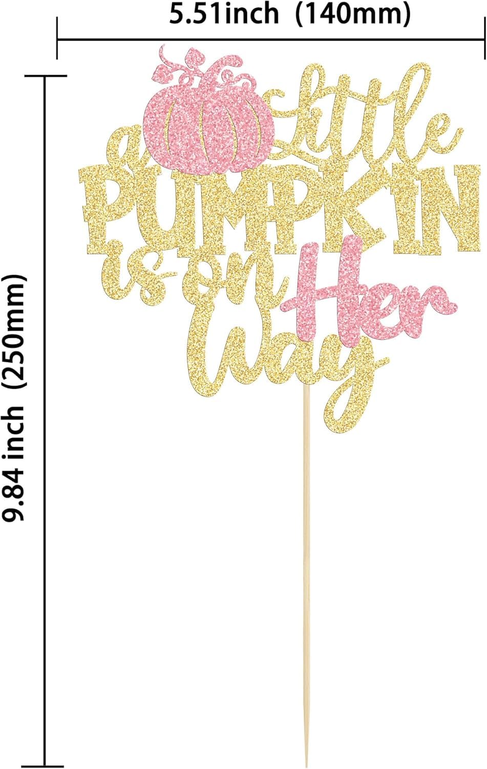 Little Pumpkin is on the Way Cake Topper, Glitter Pumpkin Baby Shower Cake Topper Decorations for Autumn/Halloween Themed Baby Shower Kids Boys Girls Birthday Party (Little Pumpkin on her way) 1