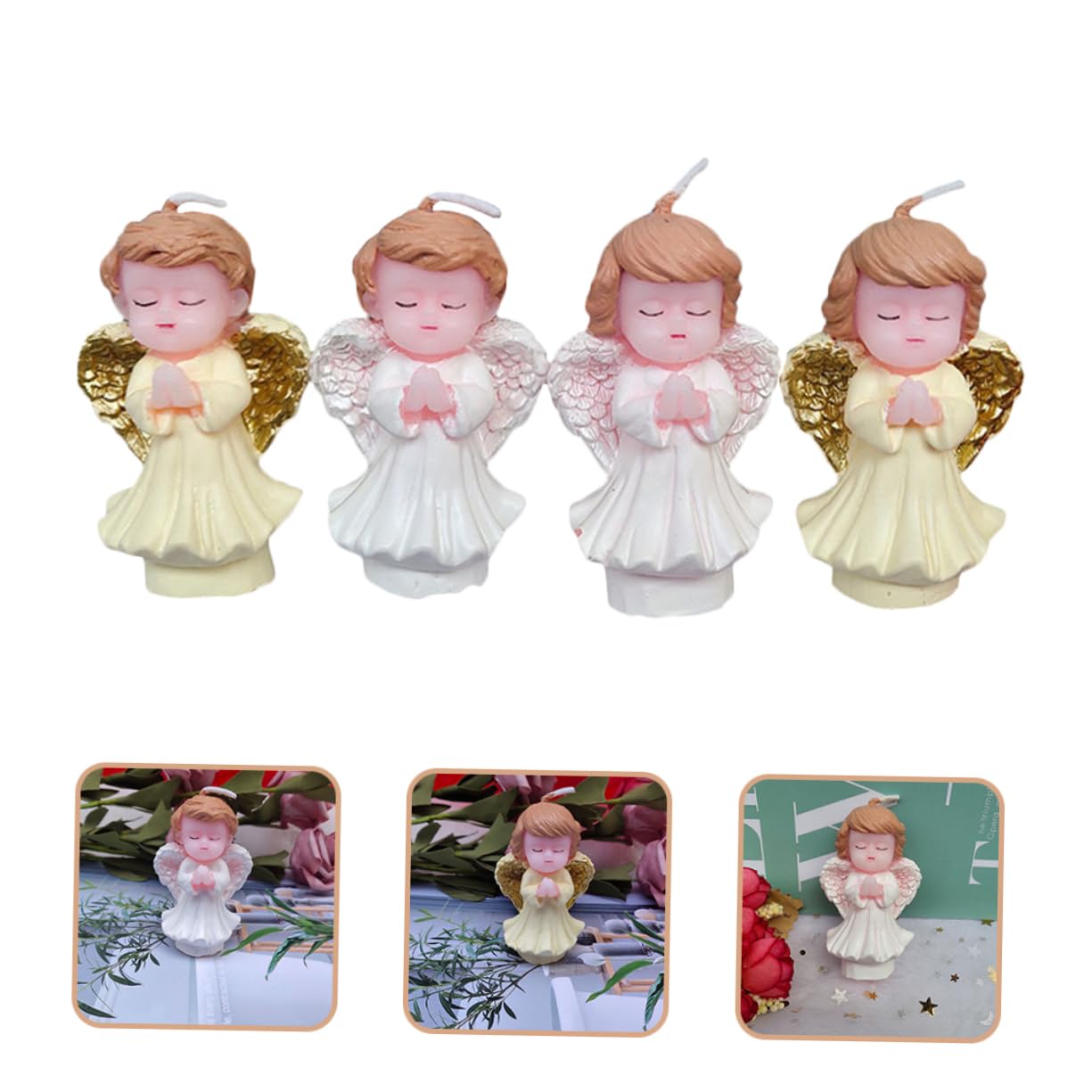 8piezas Velas Decorativas Forma De Ángel para Pasteles y Fiestas De Velas para Cumpleaños Decoración De Tartas para Niño Niña y Celebraciones Especiales