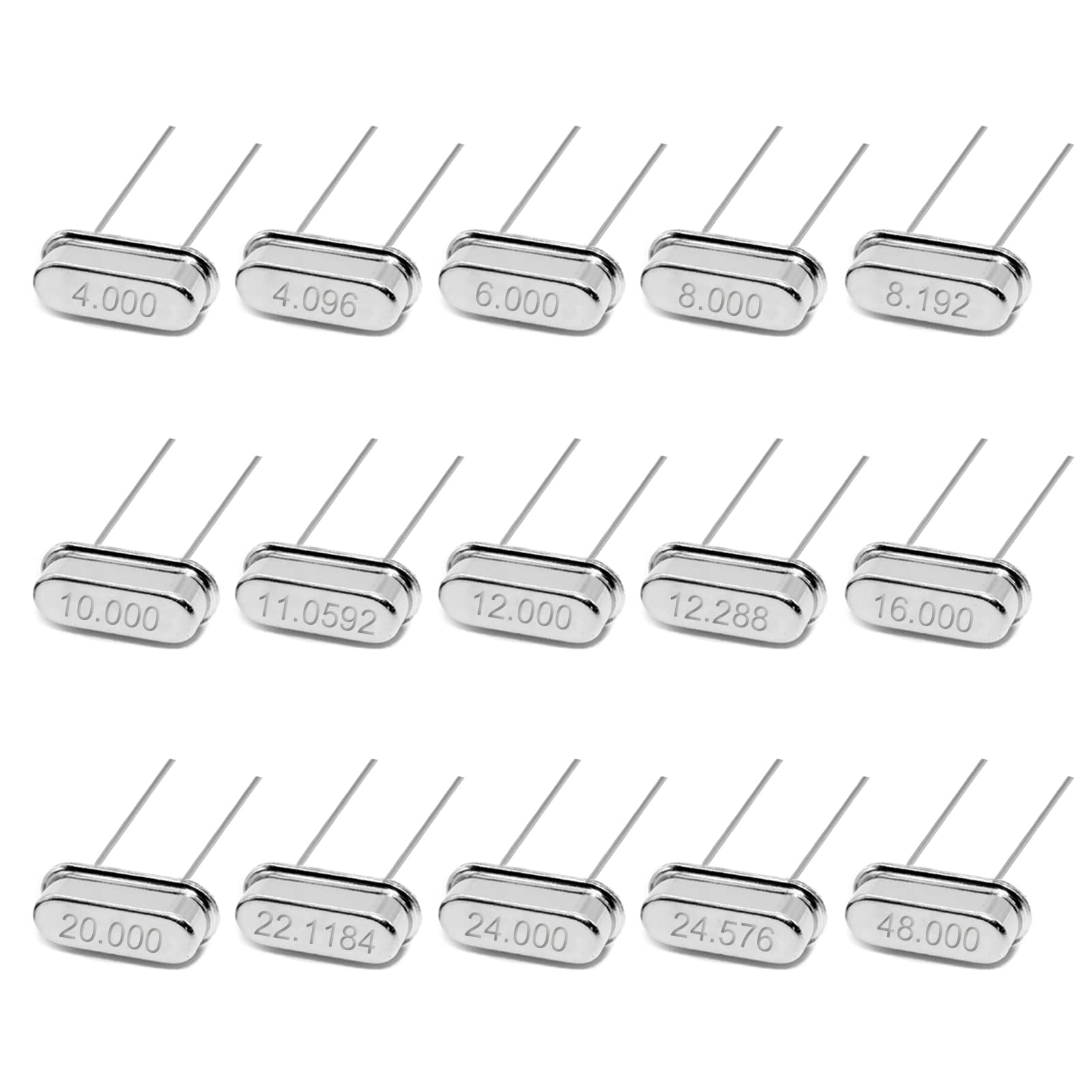 AUKENIEN Oscilador Cristal de Cuarzo Kit 15 Valores 60 piezas 4-48MHz Resonador