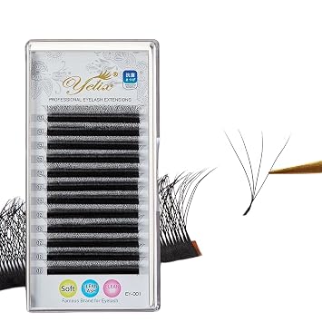 YELIX 4D W Shape Lash Extensions, C/CC/D Curl 0.07mm Thickness, 8-15mm Mixed Length, Natural Fluffy Volume Lashes for Lash Specialists & Beauty Lovers CC Curl,0.07 Thickness 8-15mm