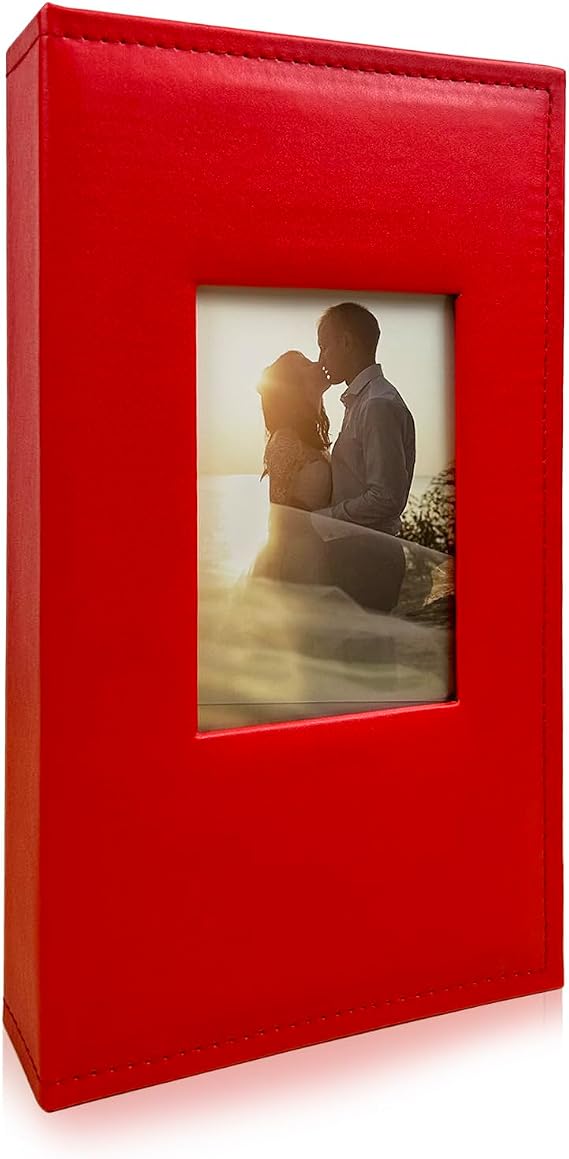Photo Album 4x6 for 300 Photos Pictures PU Leather Cover for Wedding Albums Family Photo Book Pocket Vacation Birthday Photo Albums Hold (Red)