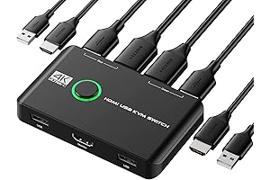 4K HDMI KVM Switch: Seamlessly Control Multiple Computers with a Single Monitor, Mouse, and Keyboard