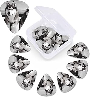 Husky dogs snow print Guitar Picks 12 Pack Personalized Guitar Picks with Storage Box Guitar Accessories for Ukulele Electric Acoustic Guitars Bass