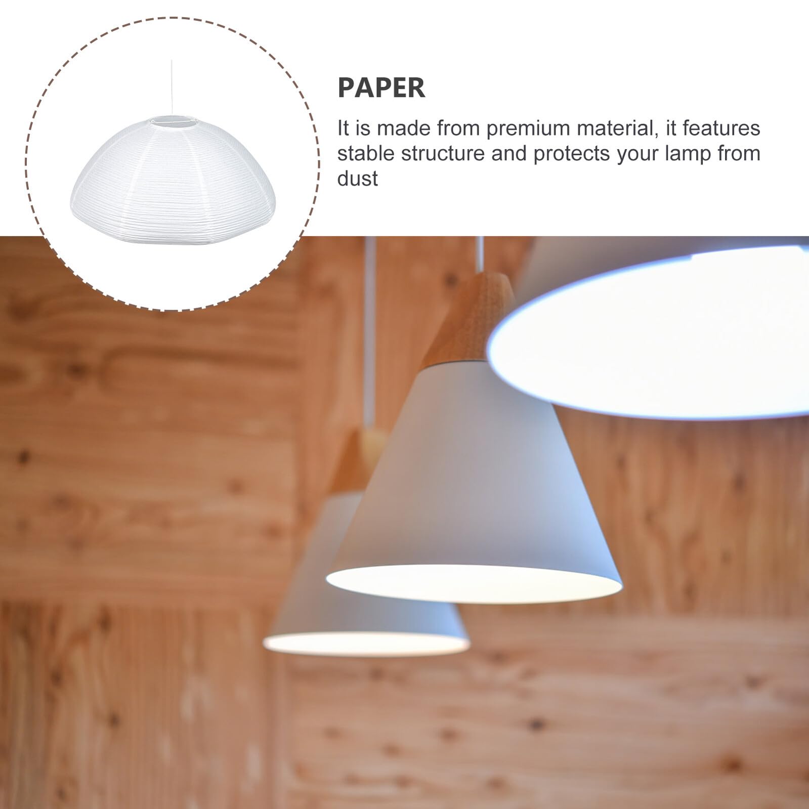 Paralume in Carta di Riso Bianco per Lampada a Sospensione | Installazione Semplice, Ammorbidisce la Luce, per Camera da Letto e Studio
