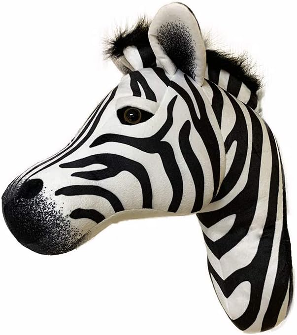 WOKI Jungle Zebra Stuffed Animal Heads for Wall Nursery Room Mount Charmers Fantasy Wall Decoration Hanging Girls Children Room