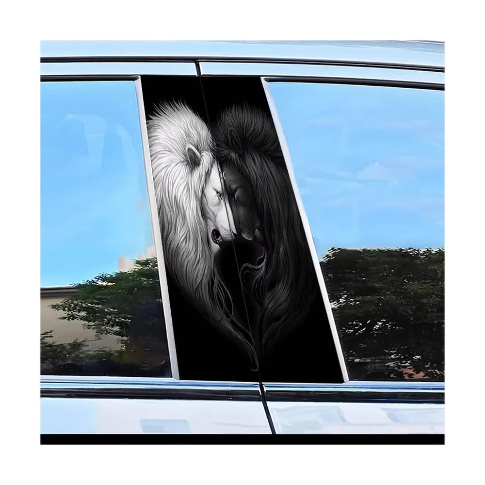 Bertdcx One Color Car Adhesive Waterproof Vinyl B Post Protective Sun And Moon Lions Stickers Auto Parts