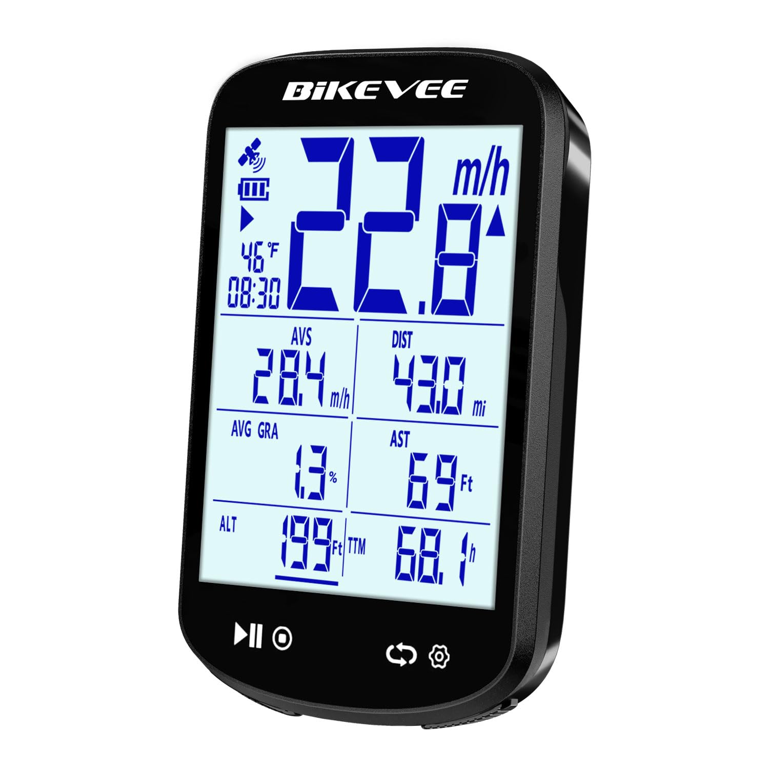 Bezprzewodowy komputer rowerowy GPS, licznik rowerowy z dużym wyświetlaczem i aplikacją Bluetooth, wodoszczelność IPX7, automatyczne podświetlenie, wyświetlacz FSTN 2,6 cala
