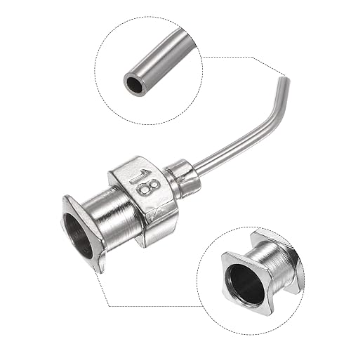 Miniatura 9 de HARFINGTON 12 agujas dispensadoras, calibre 25, punta roma, de acero inoxidable, 45 grados, con conector Luer Lock para cartuchos de tinta,