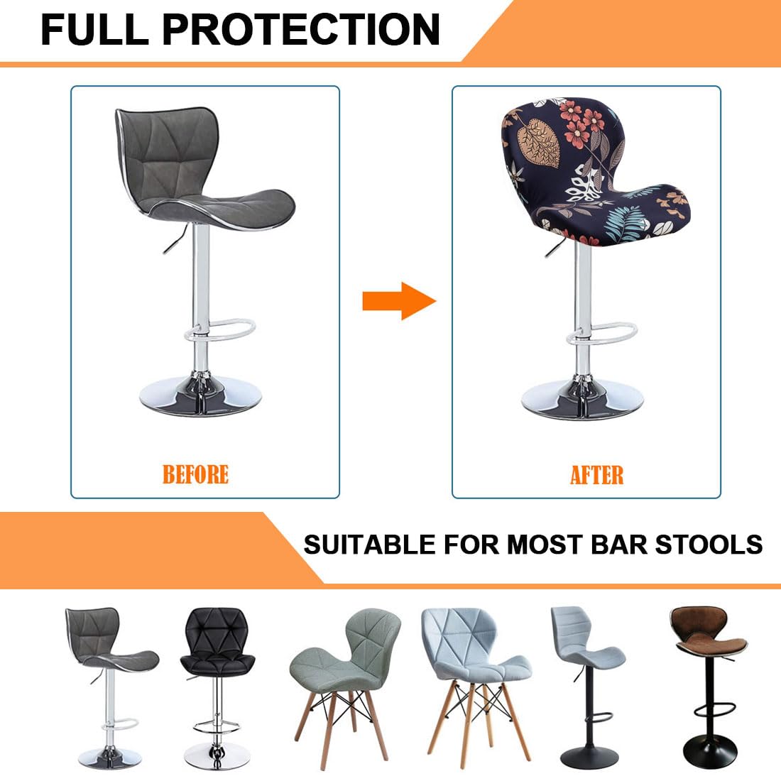 2 Pièces Housses De Tabouret De Bar Rondes,32-38cm Housse De Tabouret