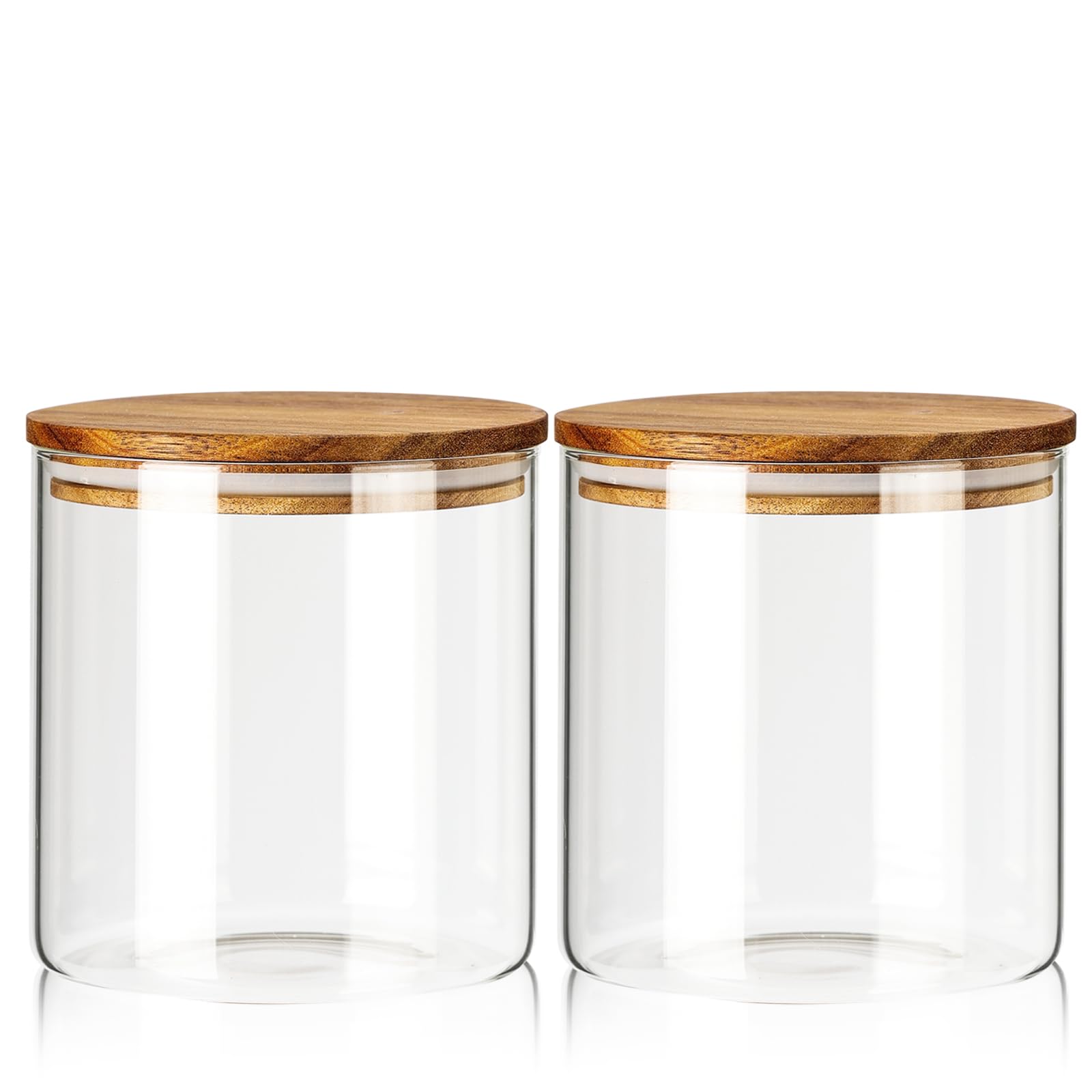 Labina Vorratsbehälter aus Glas, luftdicht, mit Holzdeckel, 2013 ml, breite Öffnung, Speisekammer-Organisation, Glasbehälter für Mehl, Zucker, Kekse, Spagetti, Nüsse und Süßigkeiten (2 Stück)