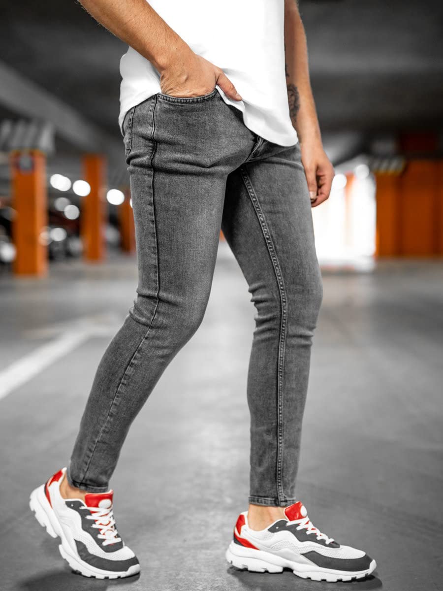 BOLF Hombre Pantalón Vaquero Jogger Denim Jeans de Algodón Sombreado Pantalón de Mezclilla Regular fit Trousers Outdoor Ocio Estilo Diario Mix 6F6