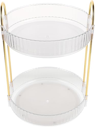 Rotating Makeup Organizer with Spinner for Vanity and Bathroom Counter High Capacity Multilayer Skincare and Perfume Storage Shelf Space-saving