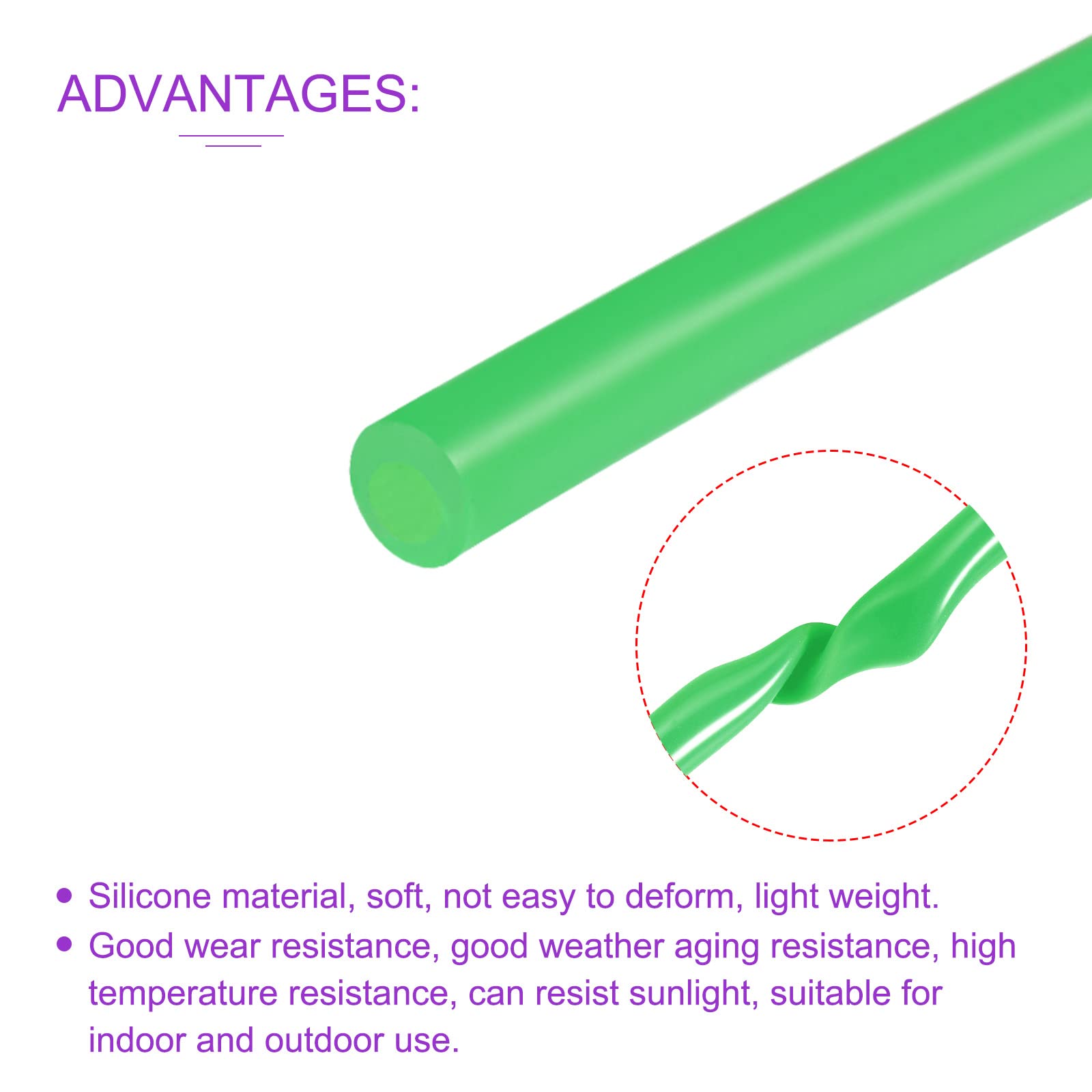 Tubo De Silicona Verde 8mm Interior 12mm Exterior - 3.3 Pies (1 Metro), Para Aire, Agua, Bombas, Resistente A Altas Temperaturas