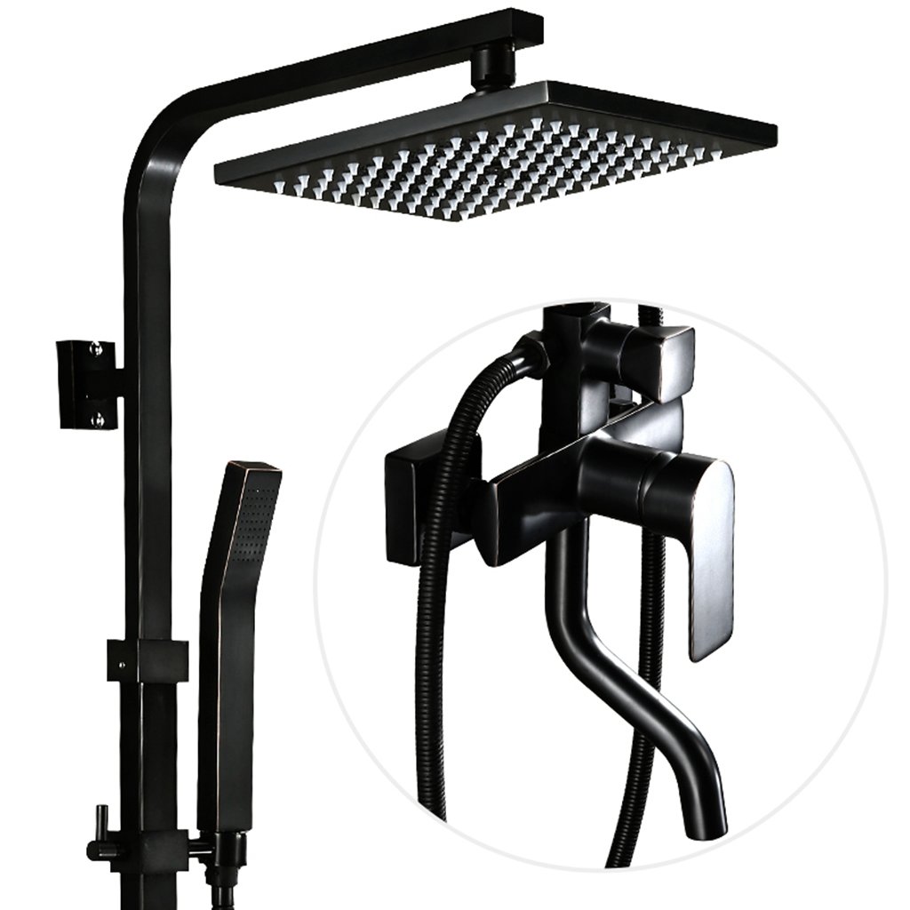 Cqq Shower Sets Black shower Device Leading Pressurized Bathroom full copper Imitation ancient shower set take a shower Device European style