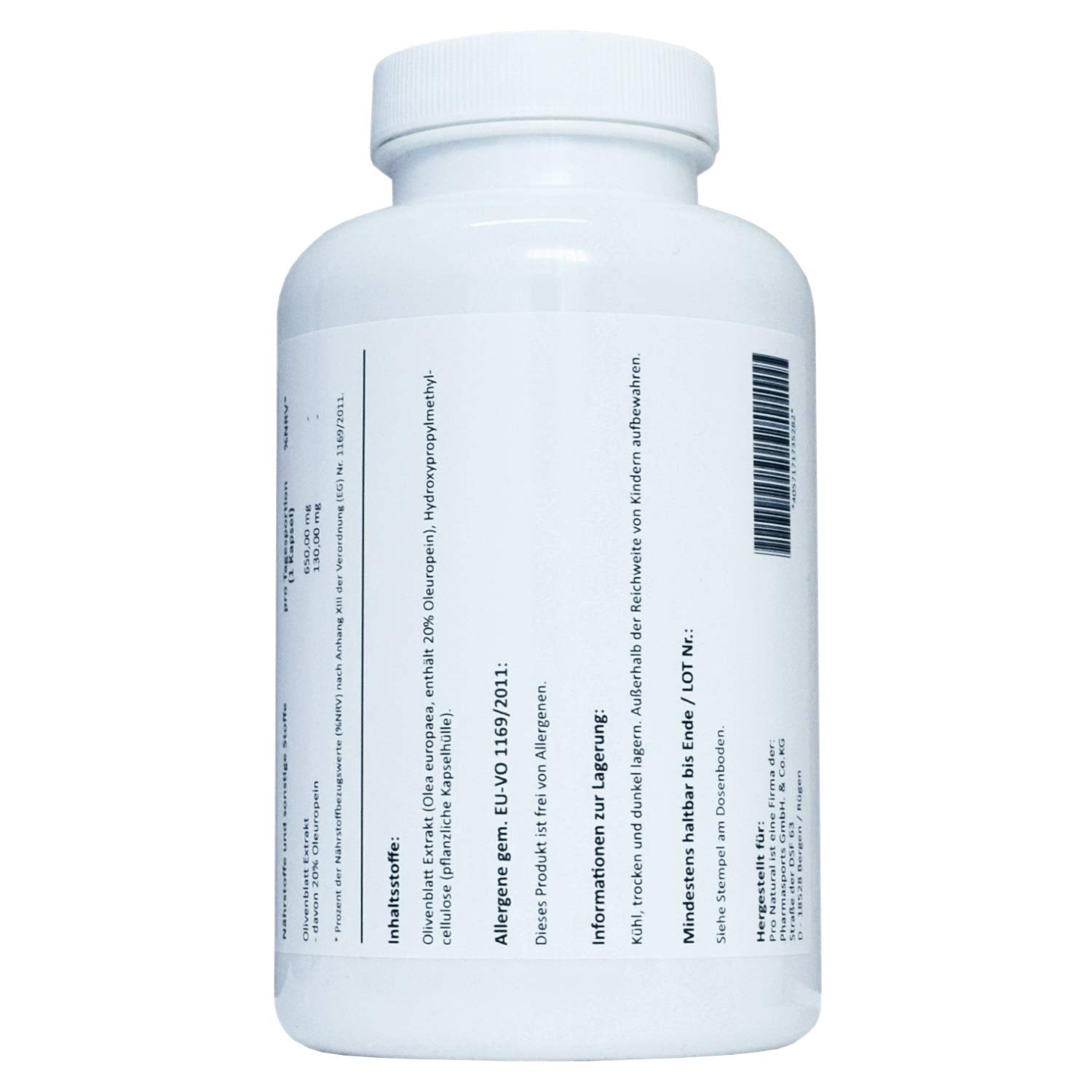 Olivenblatt Extrakt 650, 180 vegane Kapseln, hochdosiert mit 650 mg, Olivenblattextrakt mit 20% Oleuropein 130 mg
