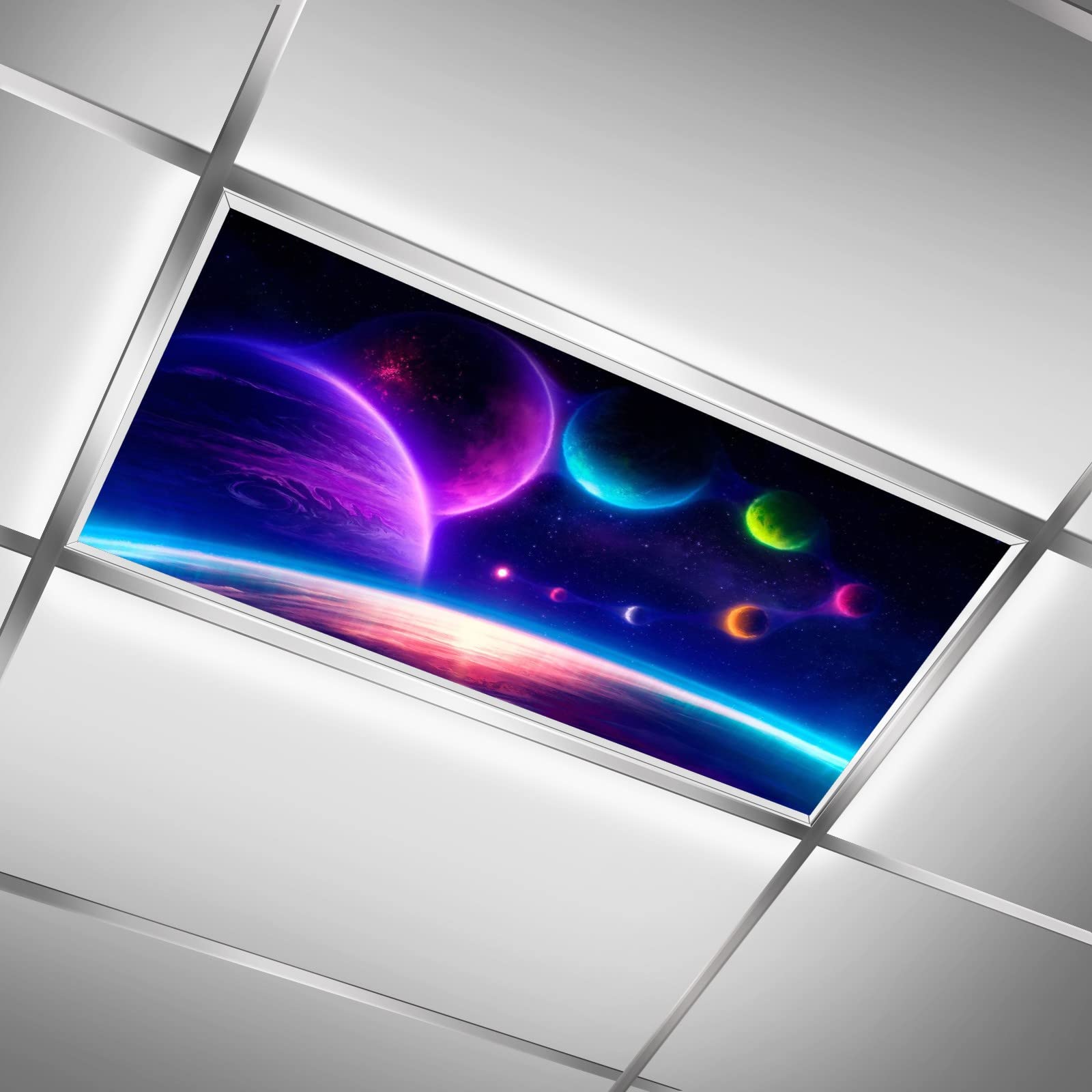 Fluorescent Light Covers for Classroom Office - Eliminate Harsh Glare Causing Eyestrain and Headaches. Office and Classroom Ceiling Light Decoration Planet