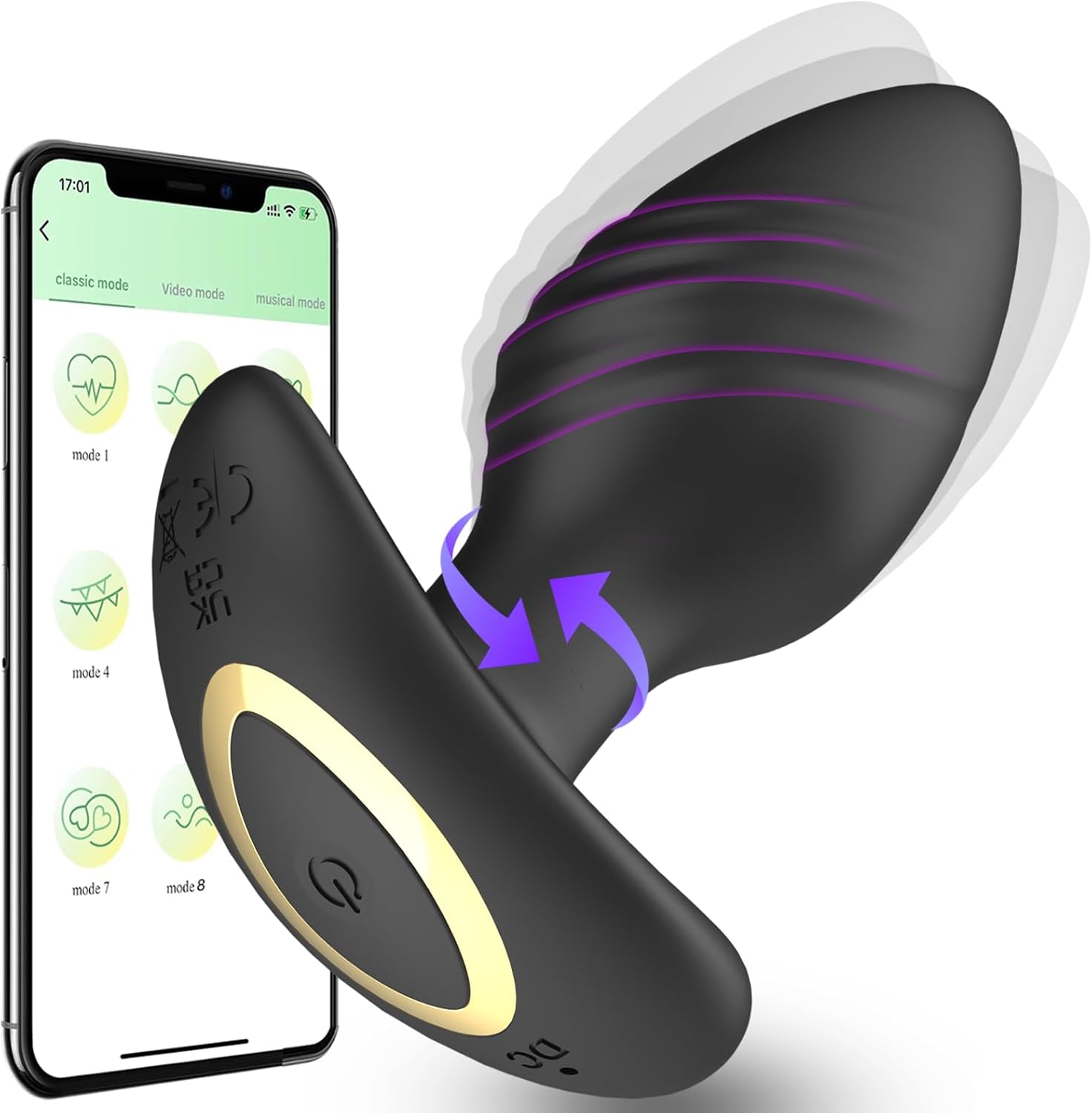 Vibrating Butt Plug for Adult, 360° Rotation & 9 Vibration Modes