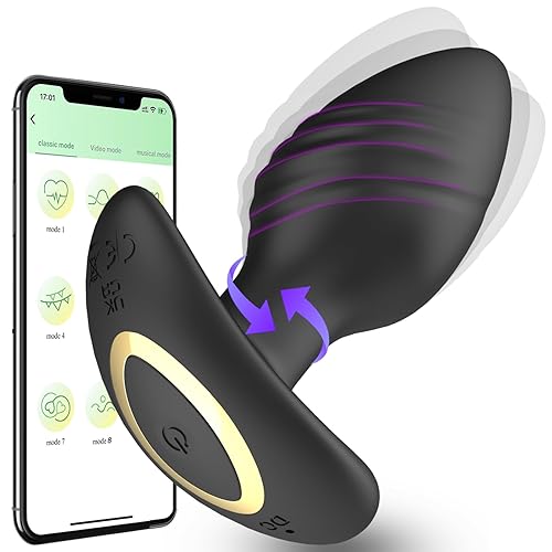 Vibrating Butt Plug for Adult, 360° Rotation & 9 Vibration Modes, APP Control Anal Plug,Swirling Prostate Massager for P-Spot Stimulation Anal Toys, Waterproof Anal Dildo Adult Sex Toy for Man