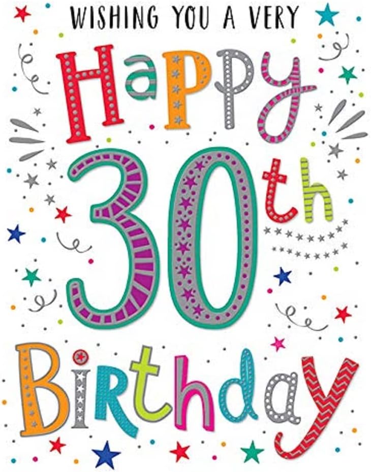 Regal Publishing Modern Milestone Age Happy Birthday Card 30th - 8 x 6 inches