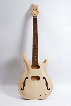 DIY Electric Guitar Kit, 22 Fret 24.75 Inch Maple Semi Hollow Body, Rosewood Fretboard TZ-7