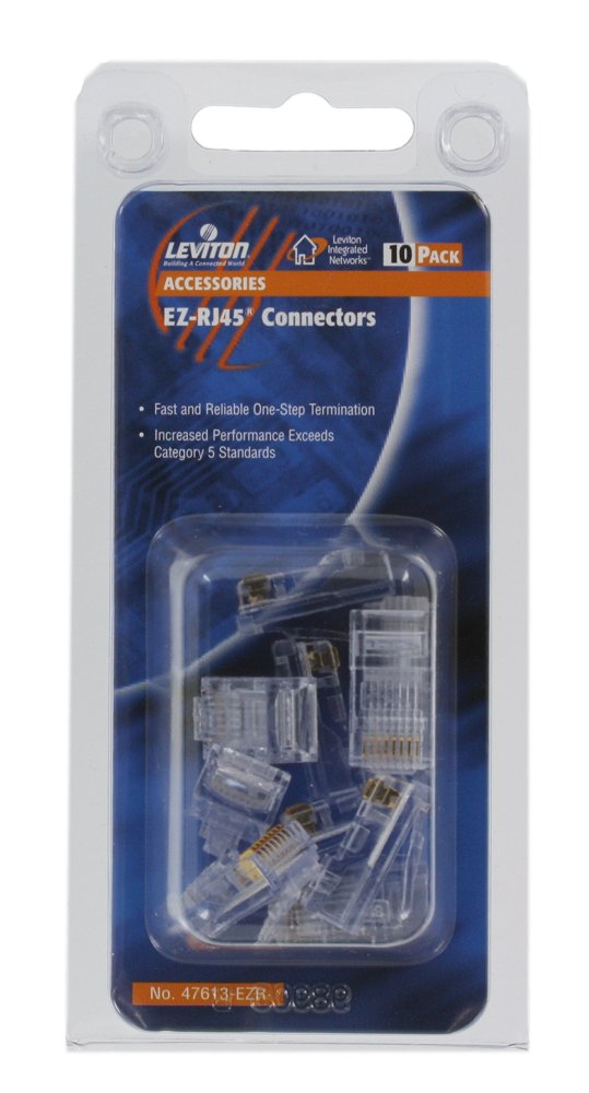Amazon.com: Leviton EZ-RJ45 Cat 5e Plug, Bulk Pack (Qty 10), 47613