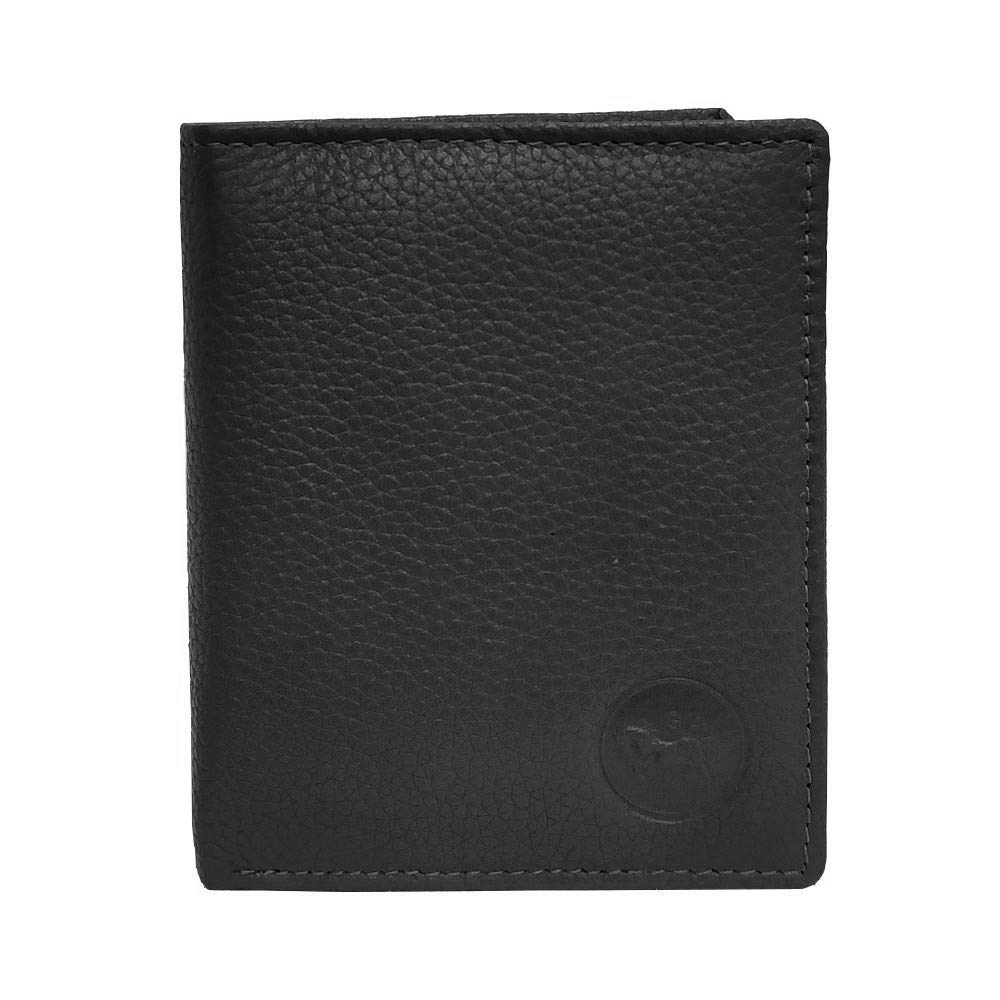 LOLUNA® Porte Monnaie Cuir véritable Compact et spacieux pour pièces, Billets et 2 Cartes bancaire, Homme et Femme Existe en Plusieurs Couleur (Noir)