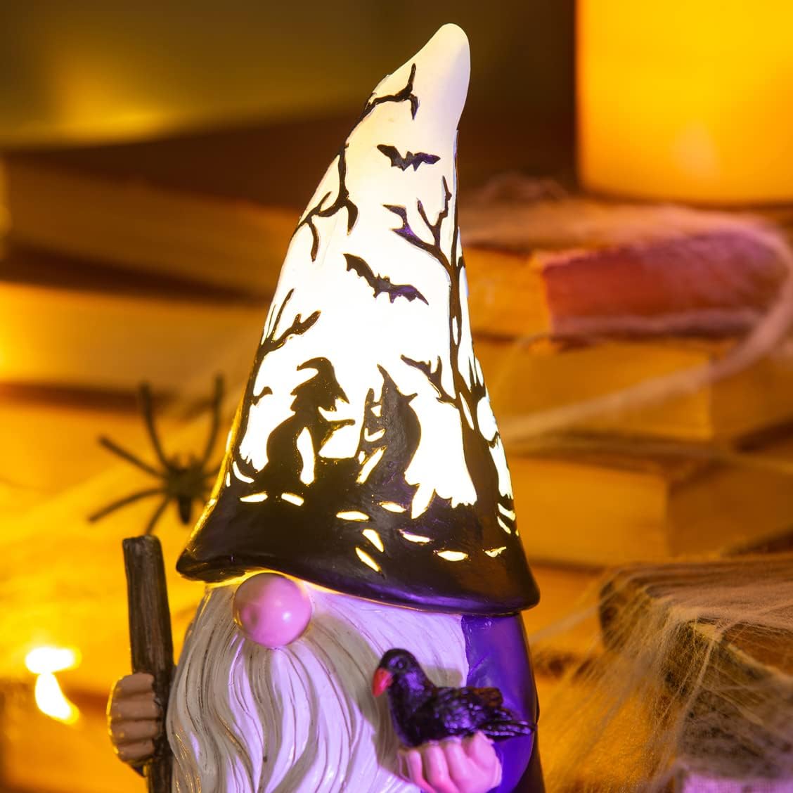 Evergreen 8.2 x 3.7 LED Polyresin Halloween Blue Hat Gnome Table Décor