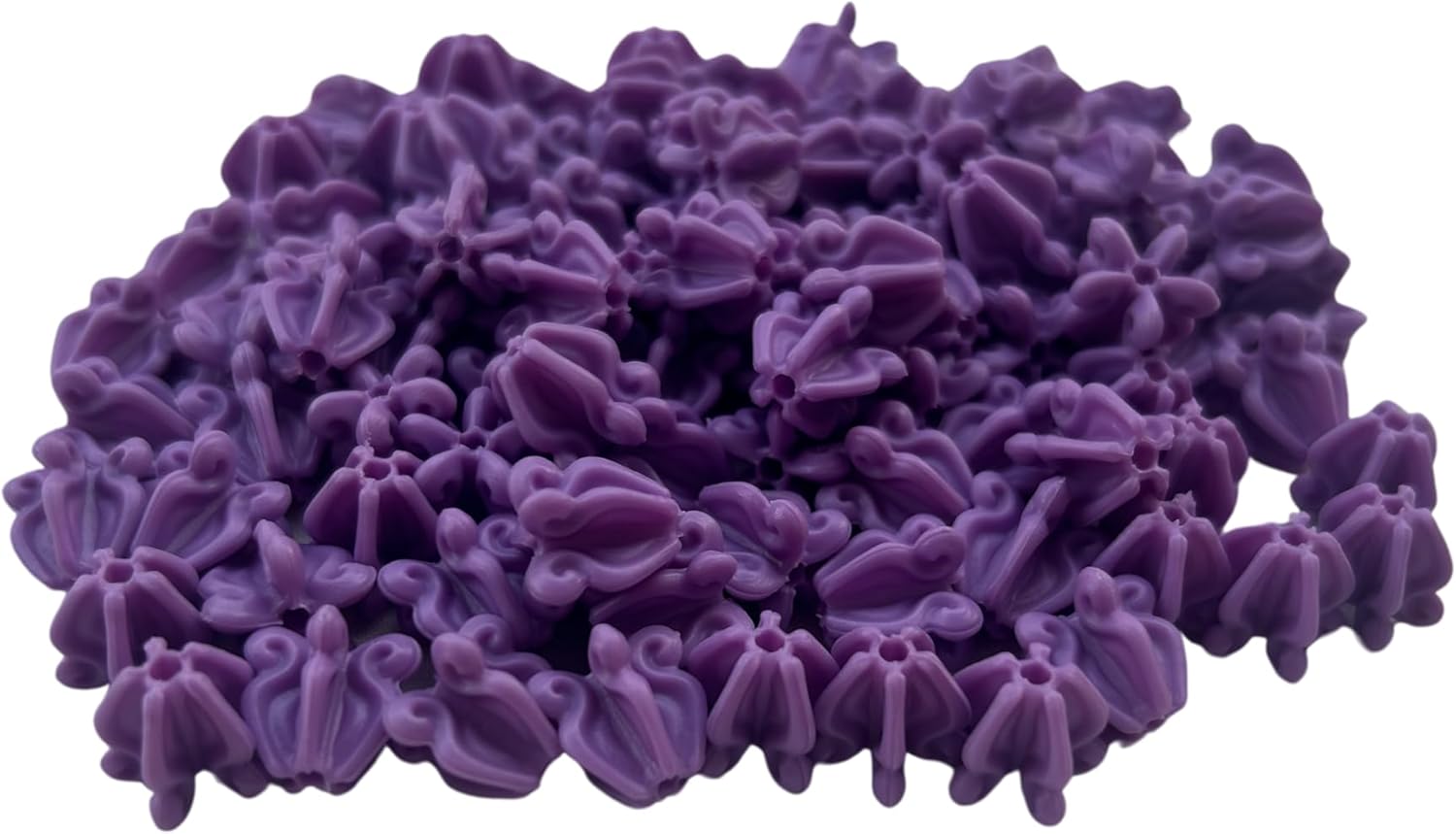 500 PCS Small Plastic Crown Flower Beads for Jewelry Making, DIY, Garland, Craft Supplies (Purple)