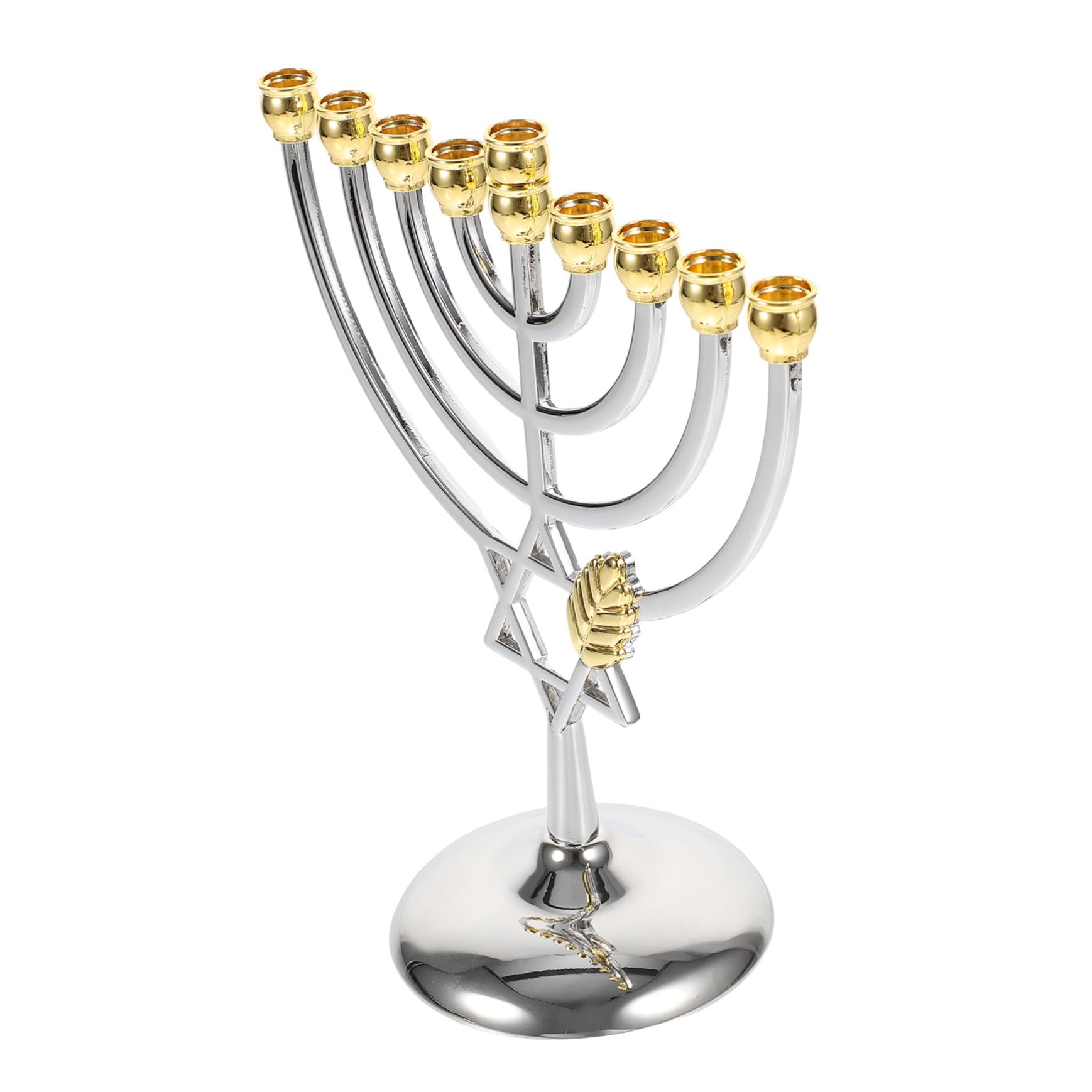 Chandelier neuf têtes doré 18 cm pour Hanoukka et décoration de table intérieure