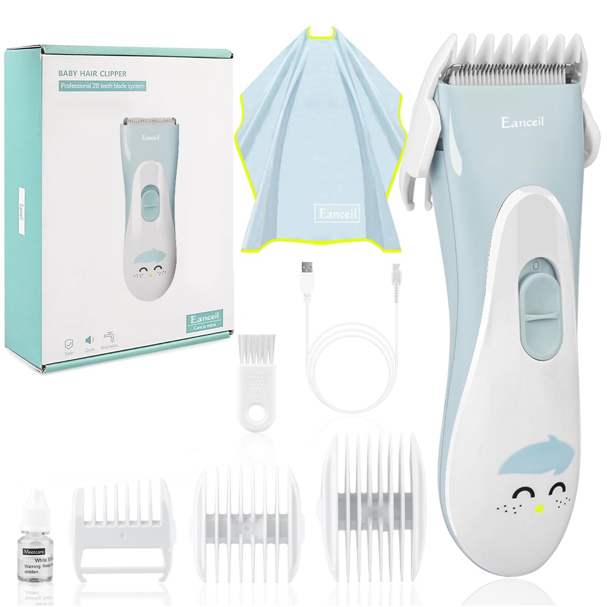 Baby Hair Clippers, Ceramic Blade Electric Kids Hair Trimmer, Ultra-Quiet Cordless Rechargeable Waterproof Haircut Kit for Kids & Adult