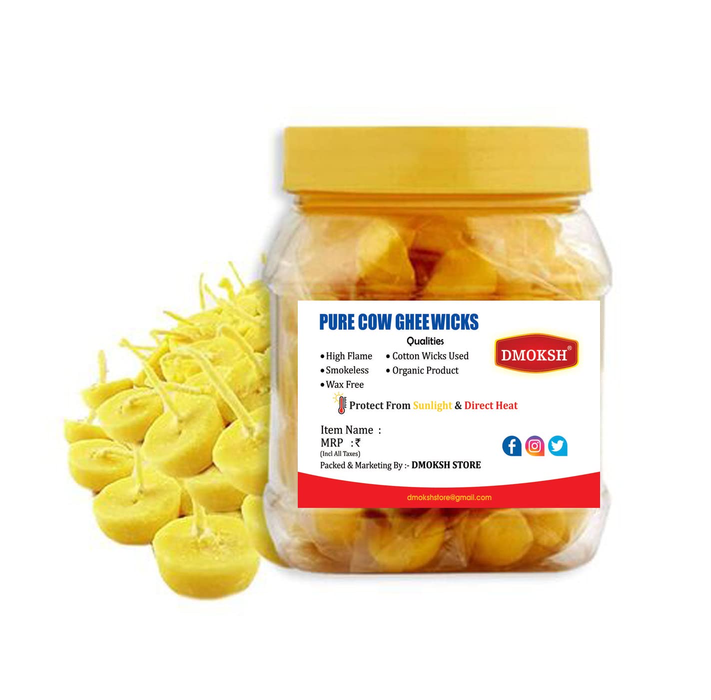 Pure Cow Ghee Pooja Wicks - 100 Pack -2 Pure Cow Ghee Pooja Wicks - 100 Pack -2