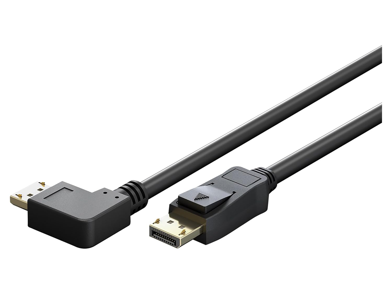 goobay DisplayPort Cable 2.0/2.1, 5 Metres, 8K 144Hz, 54 Gbps, 90° Plug, UHD, HDR, DSC, G-Sync, FreeSync, DP to DP, Black, for Gaming, Monitor, Projector, VR, Daisy Chain, 77055