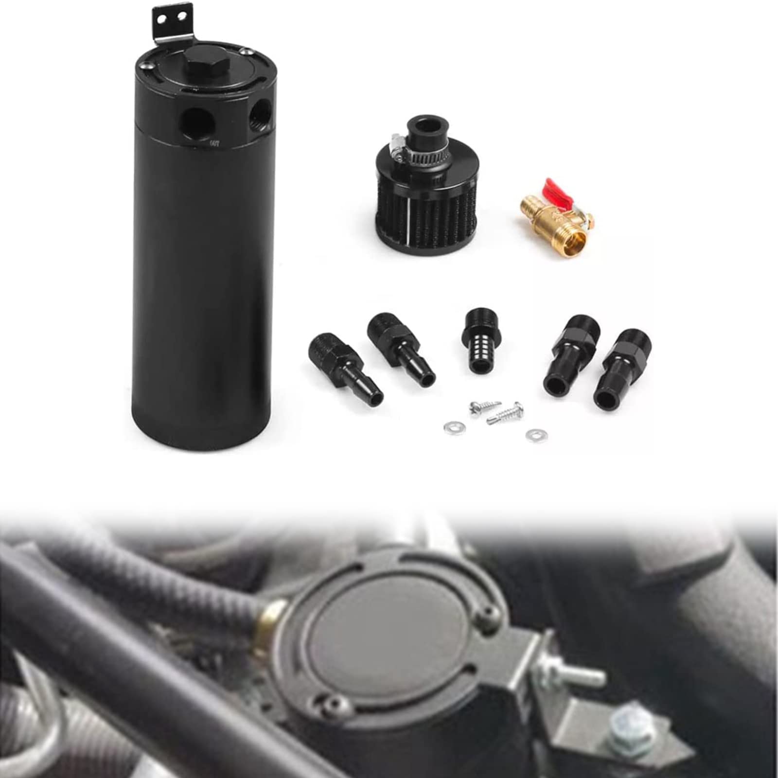 Buy Lotcesfun Baffle Oil Collection Tank Storage Tank 2 Port Aluminum Black Universal Oil