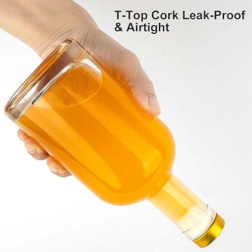 Miniatura 3 de DECKALY Botellas de vidrio transparente de 17 onzas  16.9 fl oz paquete de 2 unidades para bebidas de vino, bebidas, aceite, vinagre, kombucha,