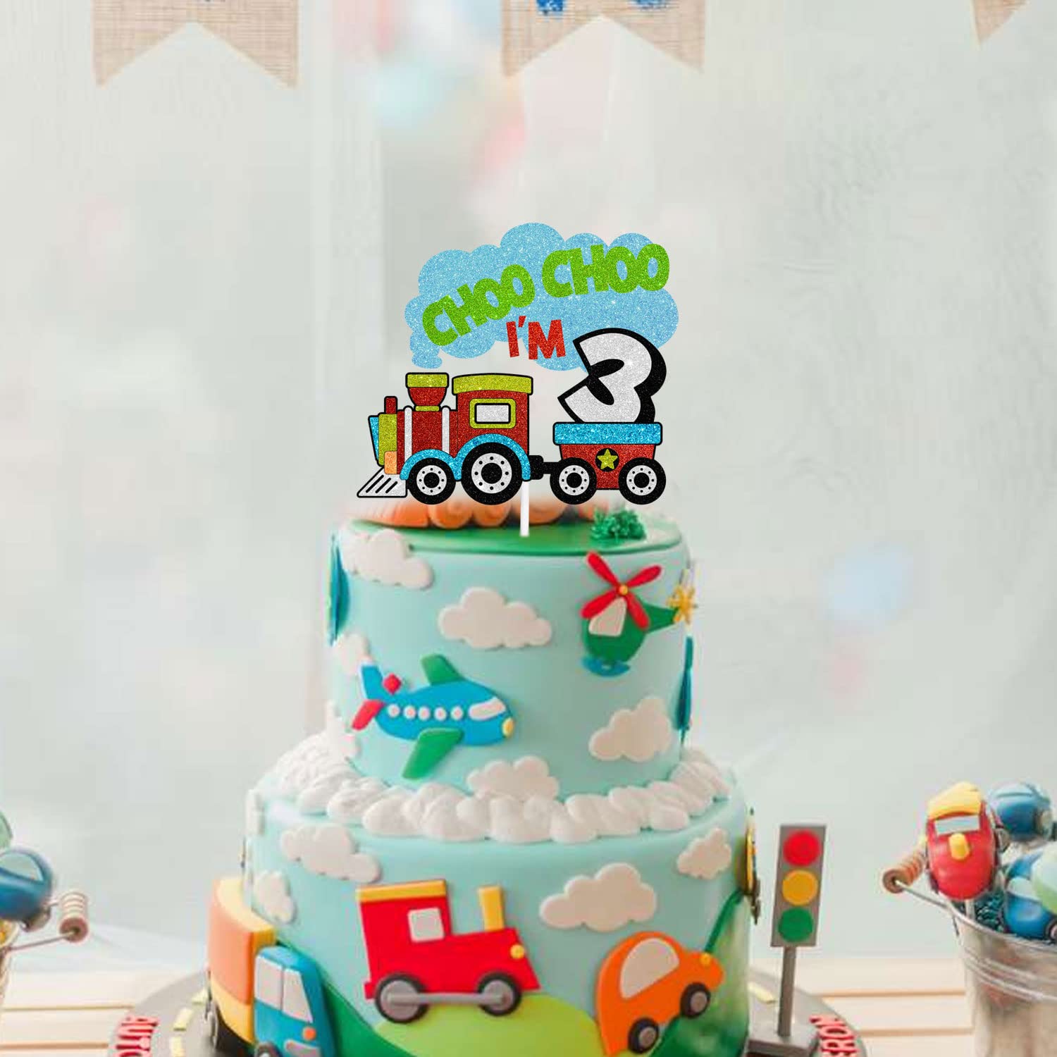 3rd Birthday Cake Topper Choo Choo Im 3 Train Theme | Desertcart Seychelles, image size:1500x1500