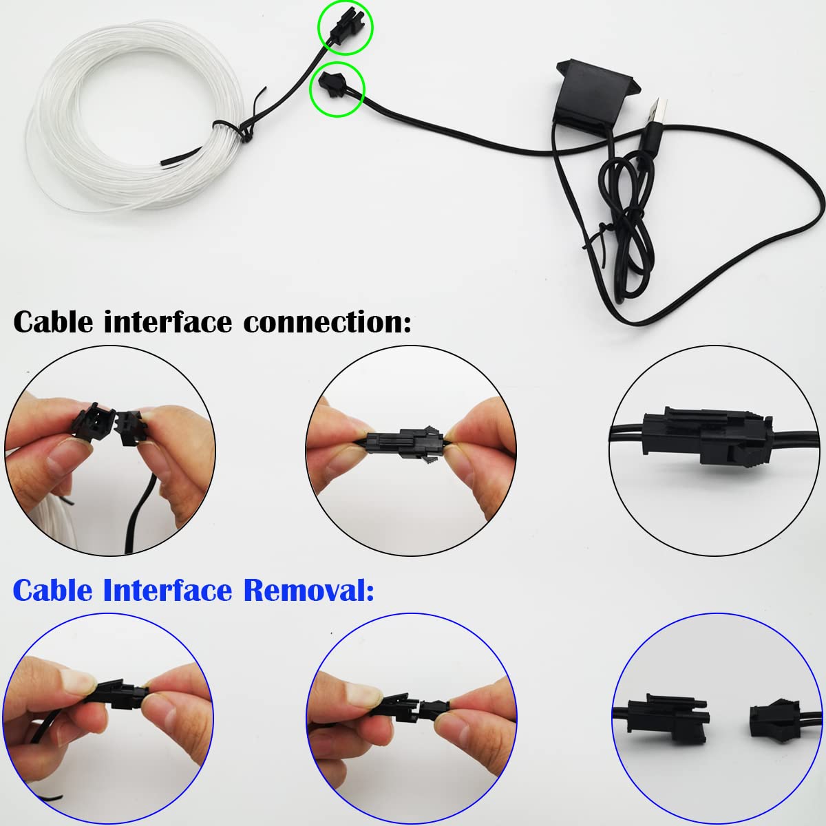 EL Wire, CTRICALVER 5M/16FT Neon Flessibile Elettroluminescente Filo, USB 5V,per seggiolino auto/Console/Porta Decorazione (rosso)