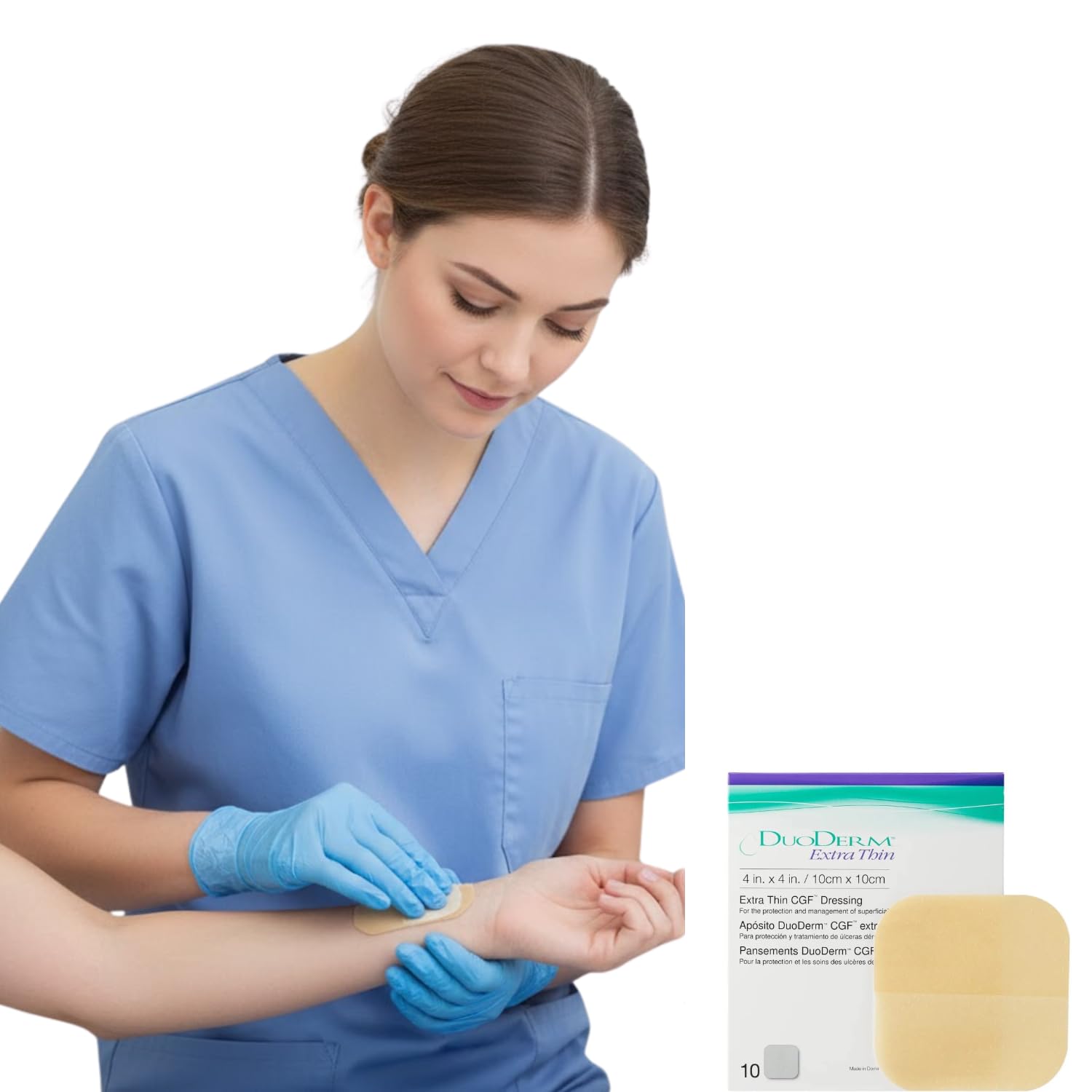 Duo Derm 4x4 Inch (10x10 cm) Hydrocolloid Dressing Pack of 10 | Sterile Adhesive Wound Dressing for Minor Cuts, Bed Sores & Pressure Care — Amazon image 3