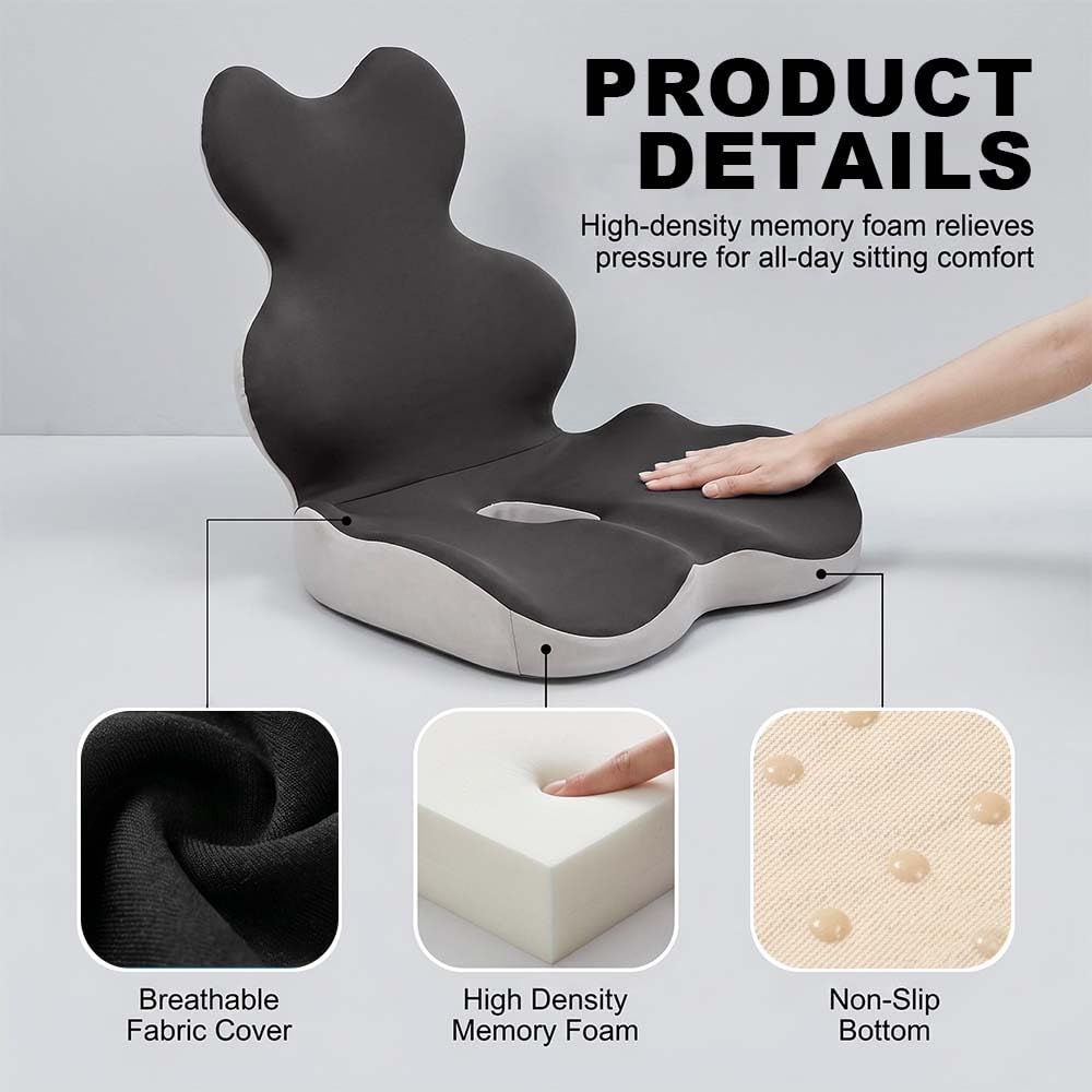 Cuscino in memory foam con supporto per la schiena, cuscino per coccige per dolore al coccige, sciatica, coccige, supporto lombare e lombare, per ufficio, auto, sedie da gioco e sala da pranzo