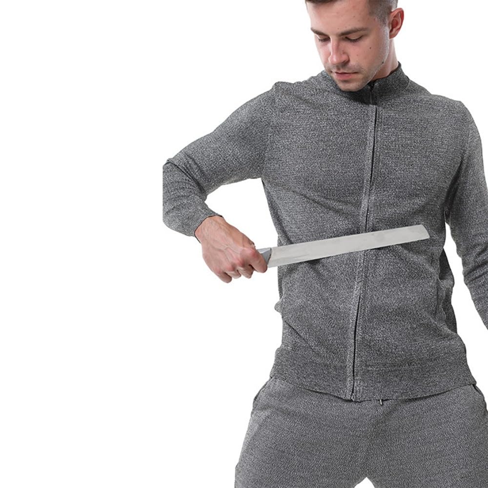 WYWY Giacca Anti-Coltello - Livello 5 Anti-Taglio Anti-Pugnalata, Resistente all'Usura, Giacca con Cerniera Anti-Strappo e Anti-Morso per Protezione Personale e Sicurezza Outdoor(S)