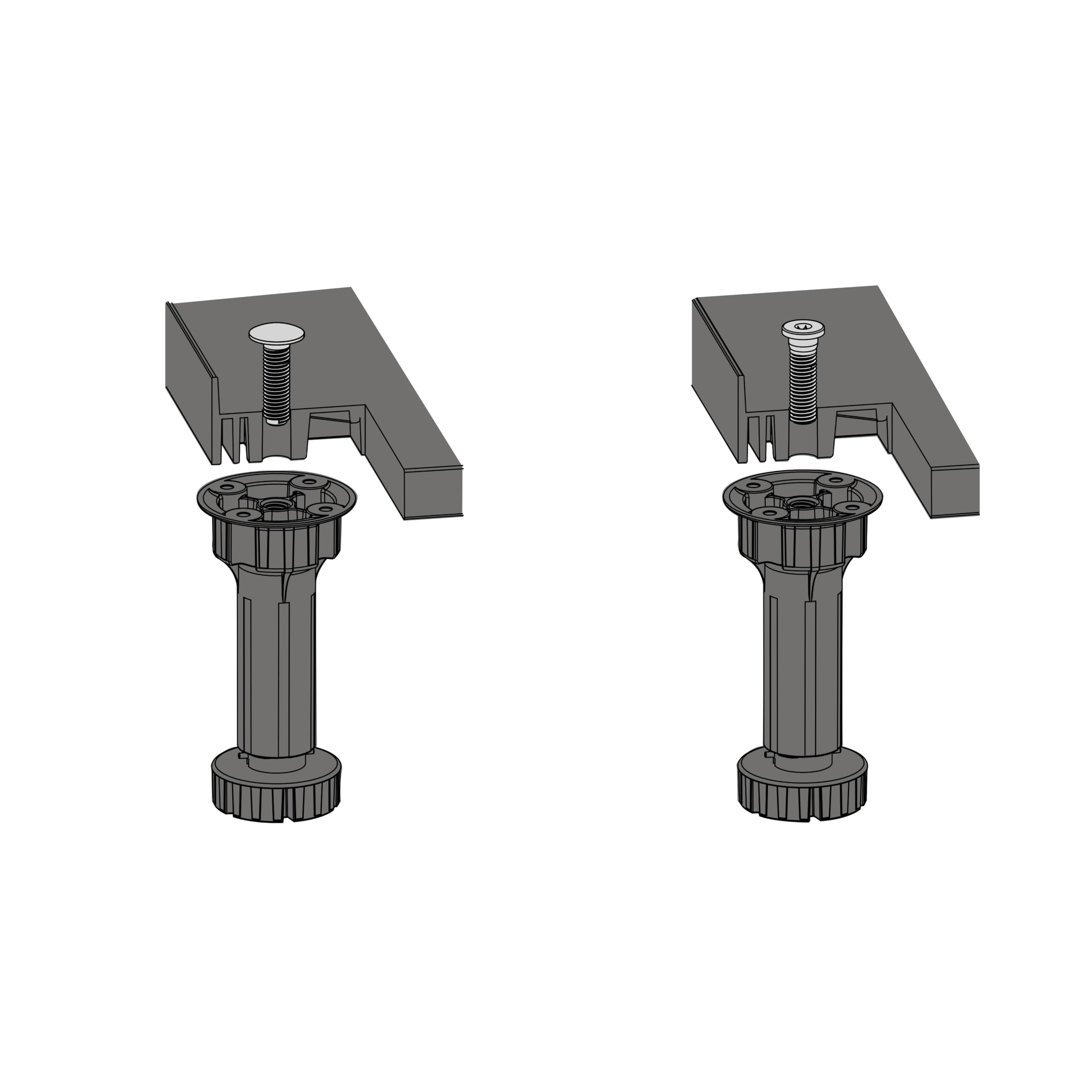 Emuca - Base per Frigorifero Integrato En Modulo di Cucina di 60cm ed Espessore di pannelli 18mm, Tecnoplastica, Nero