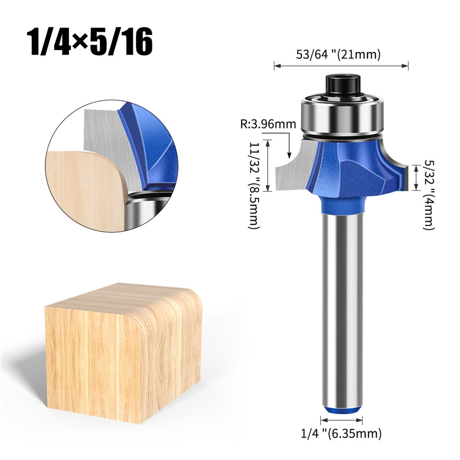 MACHSWON Round Over Router Bits 1/4" Shank,Roundover Beading Router Bit,Tungsten Carbide Blades,Corner Rounding Edge-Forming,Round Over Edging Router Bits 3.96mm Radius - Image 2