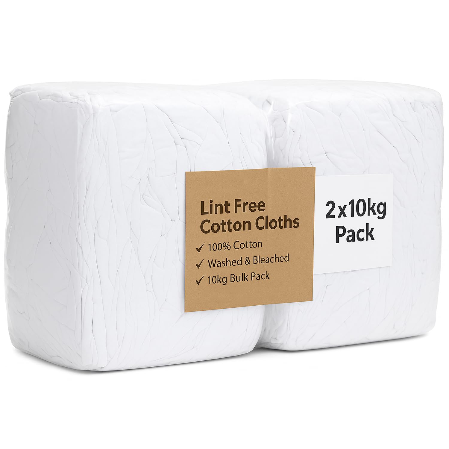 Havenware White 10Kg Lint Free Cotton Cleaning Cloth Rags – 100% Cotton, Washable – Ideal For Polishing, Buffing, Waxing, Painting, Wiping & Cleaning – Multi-Purpose Cleaning Rags (X2 Bales)