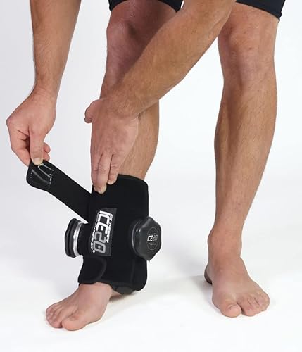 Miniatura 3 de ICE20 Envoltura de terapia de hielo para tobillo, bolsa de hielo doble, color negro