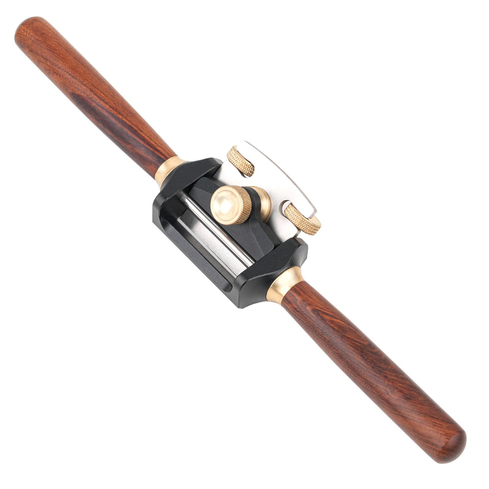 Rabot spokeshave réglable à base plate, lame 42 mm en 440C, corps en alliage d’aluminium avec vis en laiton et poignée en palissandre pour travail du bois