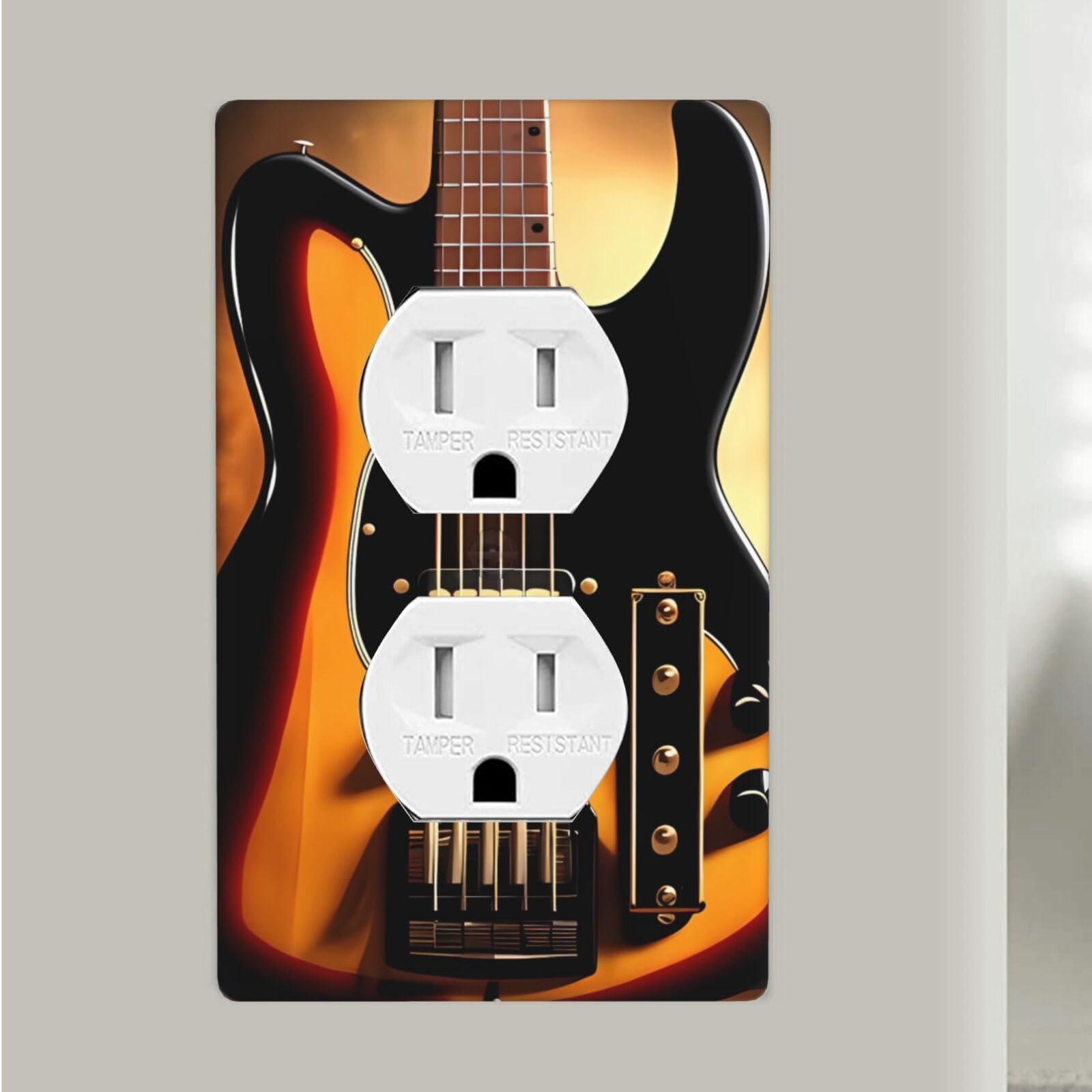 Aceprints Instrumental Guitar Duplex Receptacle Outlet Covers, 1-Gang Standard Size Wall Plates Unbreakable Polycarbonate Electrical Switchplate Cover Faceplate For Bathroom Kitchen Decor